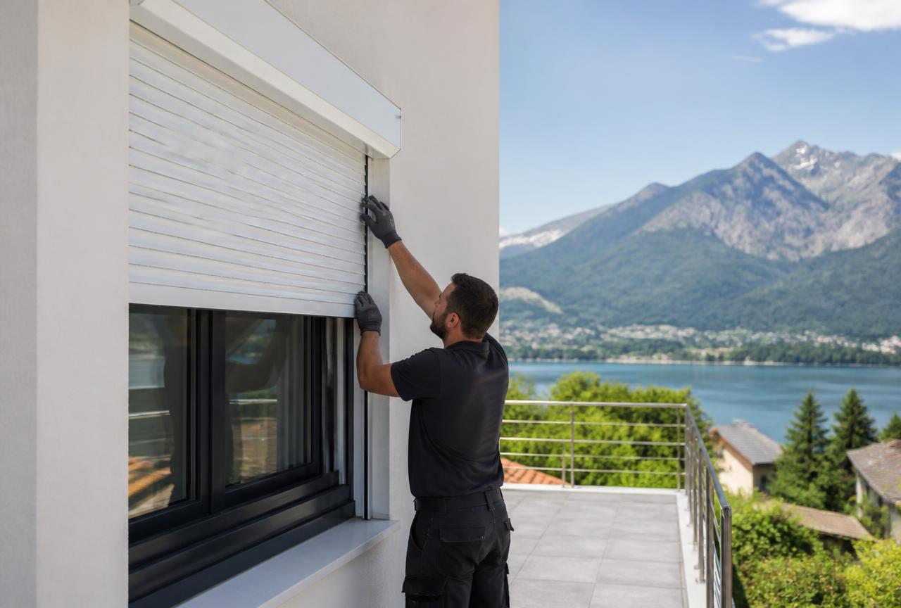 Pose d'un volet roulant sur une maison avec vue sur le lac d'Annecy