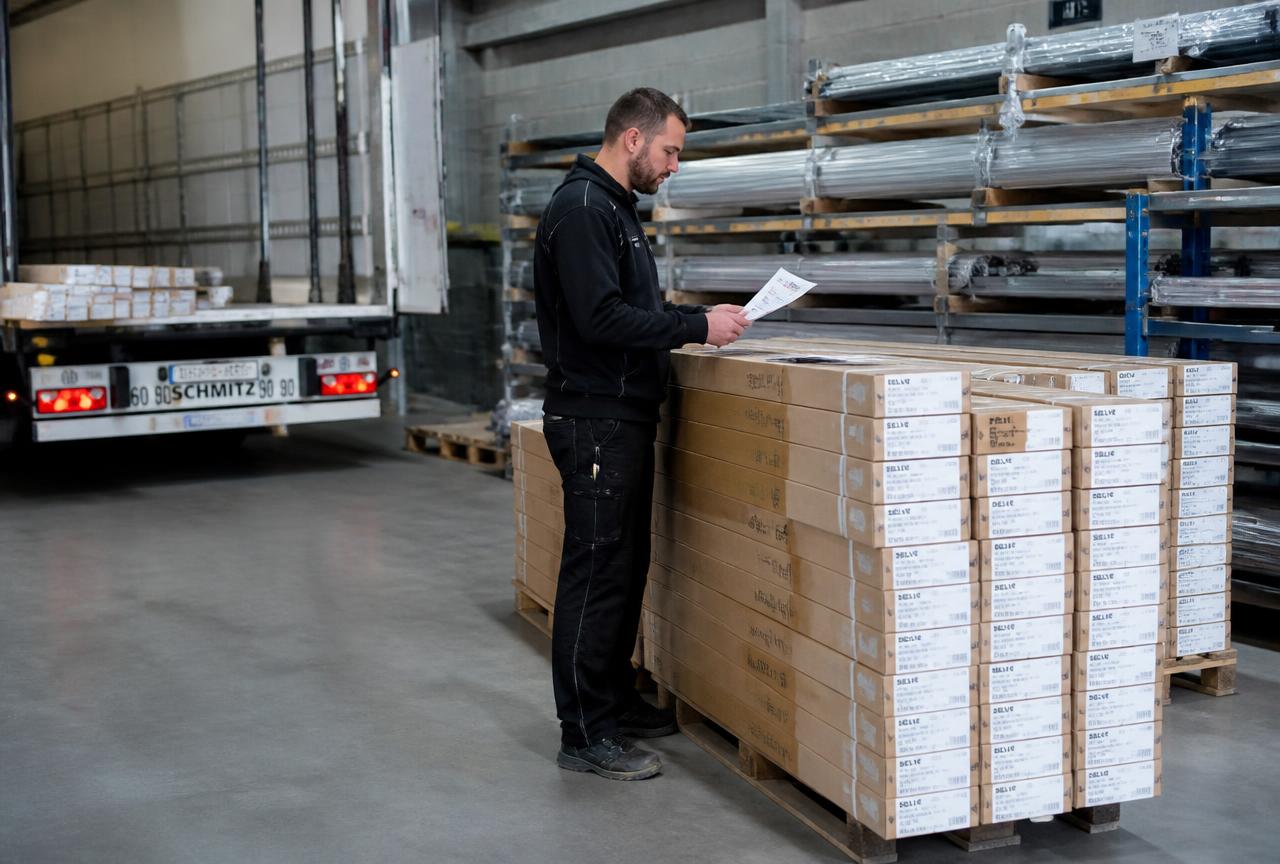 Réception de coffres et profilés de volets roulants en atelier
